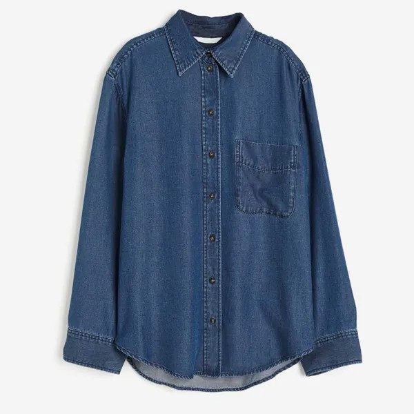 Рубашка джинсовая H&M Lyocell, темно-синий