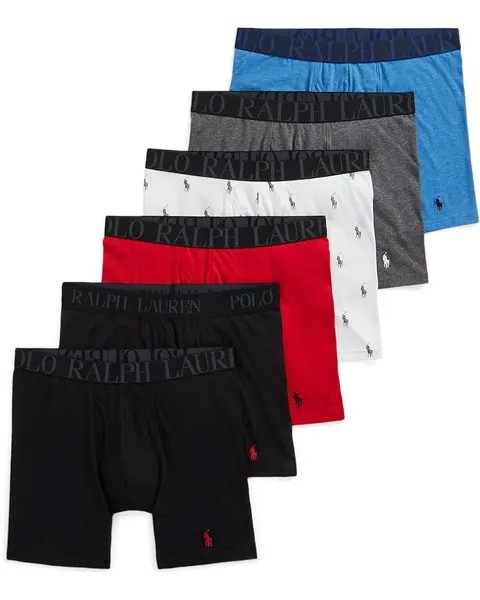 Боксеры Polo Ralph Lauren Classic Stretch Cotton 5-Pack with Cooling Modal Bonus Brief, цвет Polo Black/Rl2000 Red/White/Polo Black/Charcoal Heather/Spa Blue Heather/Polo Black