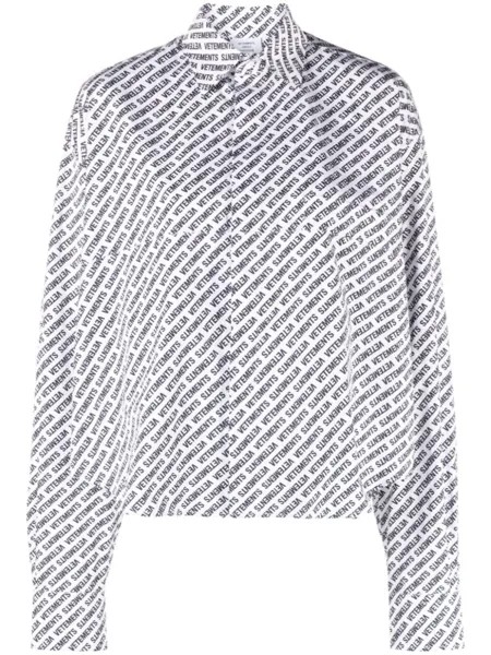 VETEMENTS поплиновая рубашка с логотипом, белый