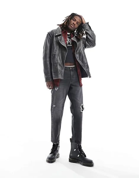 ASOS DESIGN – Черные зауженные джинсы с рваными краями