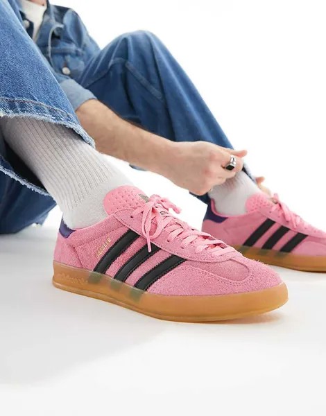 Adidas Originals – Gazelle Indoor – Спортивная обувь розового и черного цветов на резиновой подошве