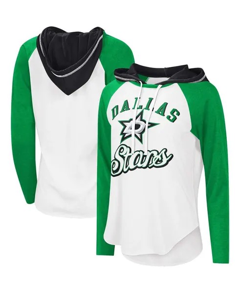 Женская белая футболка с капюшоном Kelly Green Dallas Stars MVP Raglan Starter