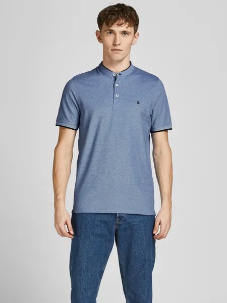 Поло Jack & Jones Polo T Shirt Pique Kurzarm Basic Hemd JJEPAULOS, синий