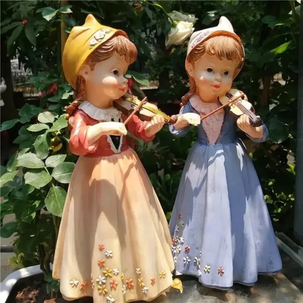 Американские милые полимерные украшения для скрипки для девочек, наружные садовые фигурки для двора, украшение для парка, балкона, ремесла ...