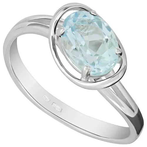 Серебряное кольцо с голубым топазом (натуральный) - коллекция Фрейя / Без Покрытия (размер 18)