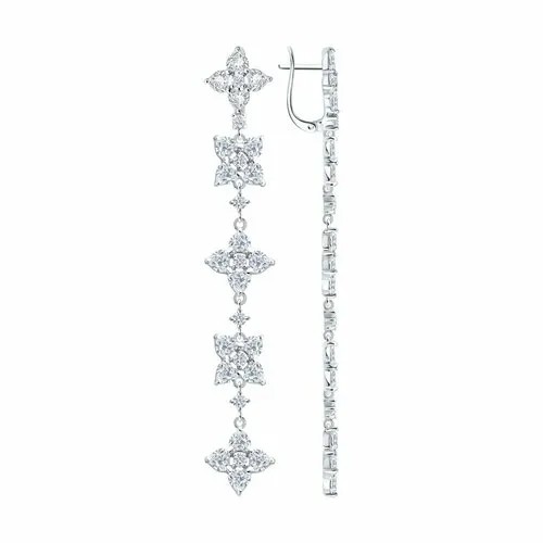 Серьги Яхонт, серебро, 925 проба, фианит, , бесцветный