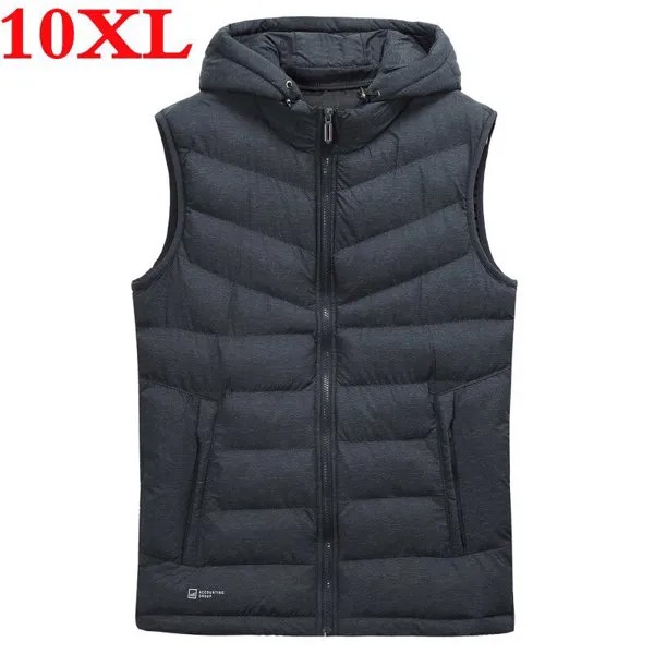 Новинка, мужская жилетка размера плюс 10XL 9XL 8XL высокого качества, Зимняя Мужская модная жилетка с капюшоном, повседневные теплые мужские кур...