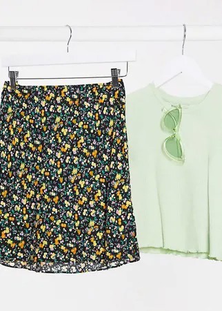 Мини-юбка с цветочным принтом ASOS DESIGN Petite-Многоцветный