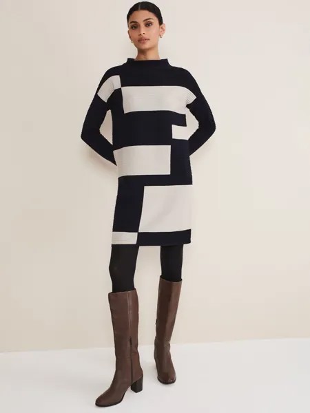 Платье с цветовыми блоками Phase Eight Azera, Midnight/Stone