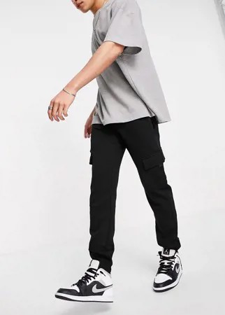 Черные трикотажные джоггеры карго New Look-Черный цвет