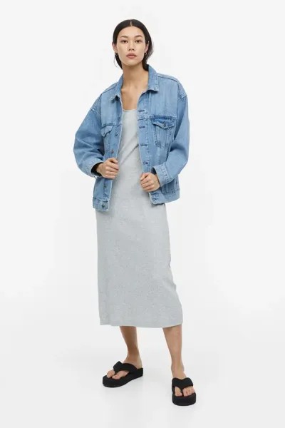 Платье из джерси в рубчик H&M, серый