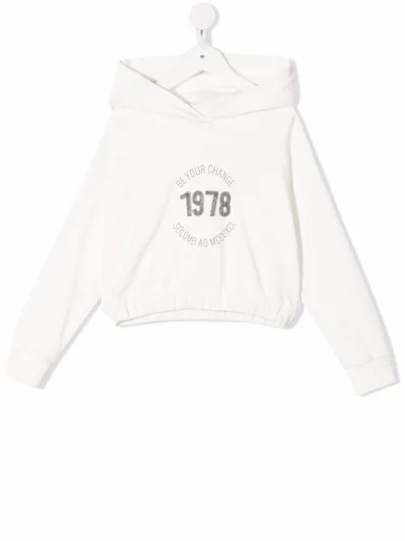 Brunello Cucinelli Kids укороченное худи с надписью