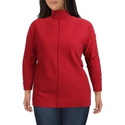 Женский красный пуловер с разрезом по бокам Anne Klein, водолазка, свитер, топ M BHFO 9006