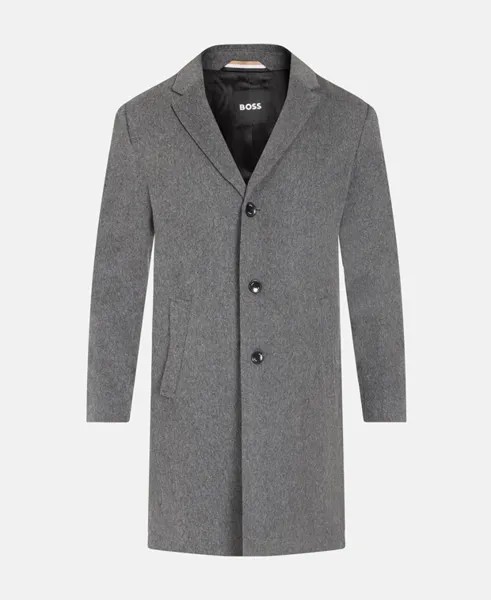 Шерстяное пальто Boss Black, цвет Medium Grey