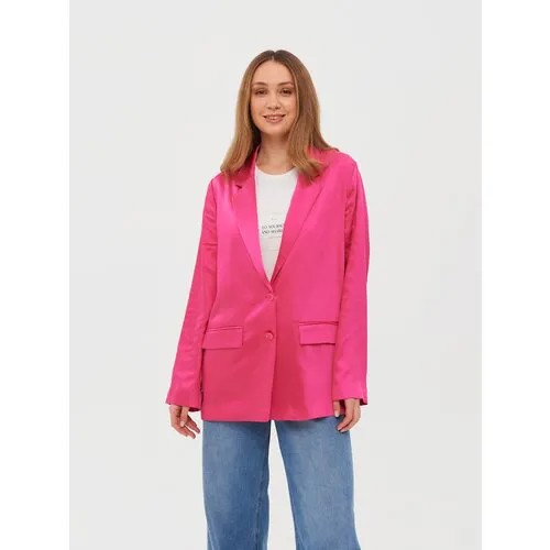 Пиджак UNITED COLORS OF BENETTON, средней длины, силуэт прямой, размер 46, розовый