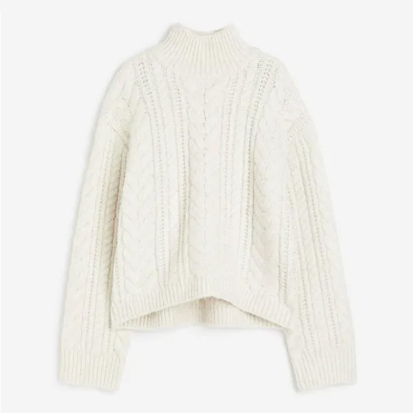 Свитер H&M Cable-knit Mock Turtleneck, белый