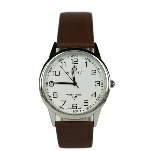 Perfect часы наручные, мужские, кварцевые, на батарейке, кожаный ремень, японский механизм GX017-402-2