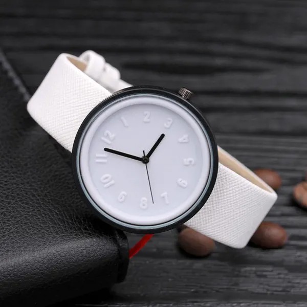 Корейский досуг модные часы студент Дети холст ремень простой трехмерный цифровой масштаб пара кварцевые женские часы