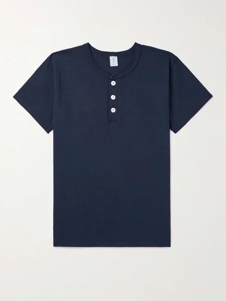 Футболка Henley из хлопкового джерси VELVA SHEEN, синий