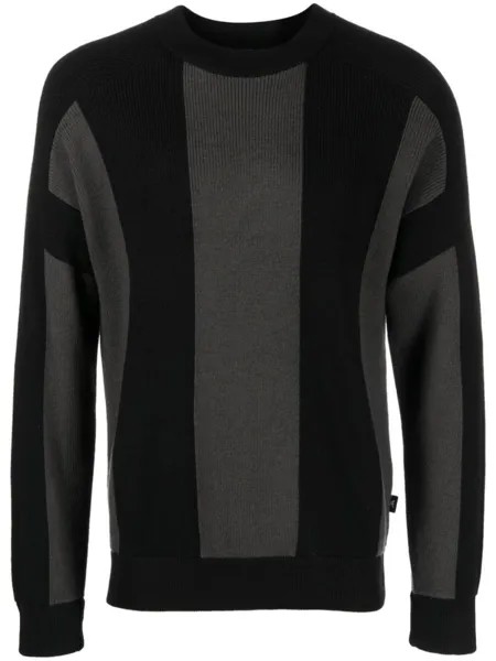 Вязаный джемпер в полоску Emporio Armani, черный