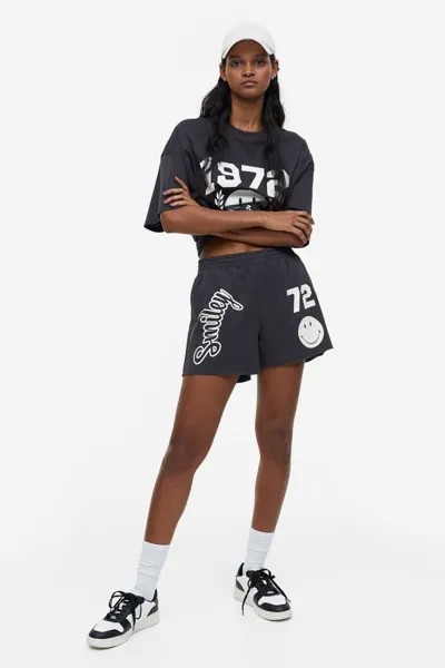 Спортивные шорты с принтом H&M, темно-серый/смайлик