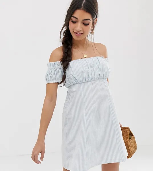 Сарафан мини в полоску с открытыми плечами ASOS DESIGN Petite-Мульти