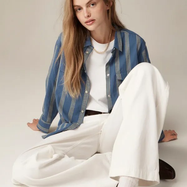 Рубашка в стиле вестерн из полосатой хлопковой вуали J.Crew, желтый