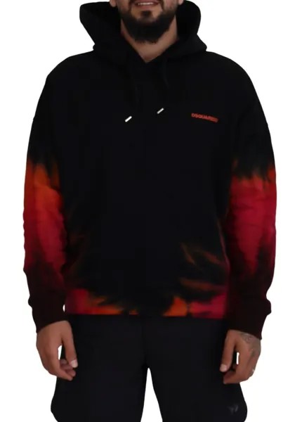 Свитер DSQUARED2, черный, красный, хлопковый, с капюшоном, пуловер с принтом тай-дай IT48/US38/M 800 долларов США