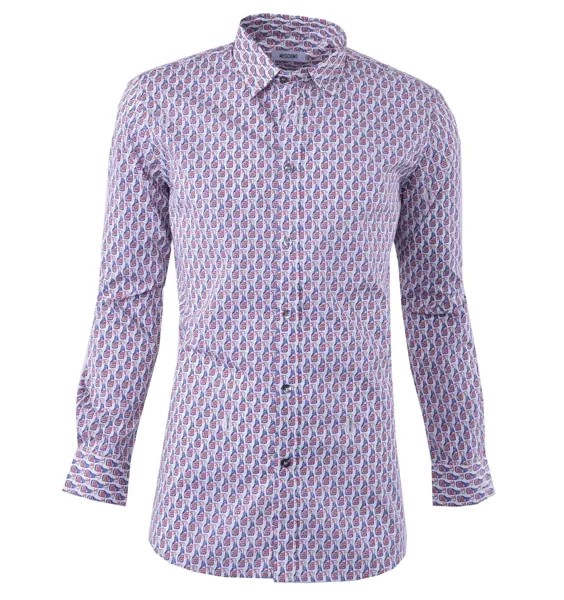 Хлопковая рубашка MOSCHINO с принтом «Fresh» Бело-Синяя 04361