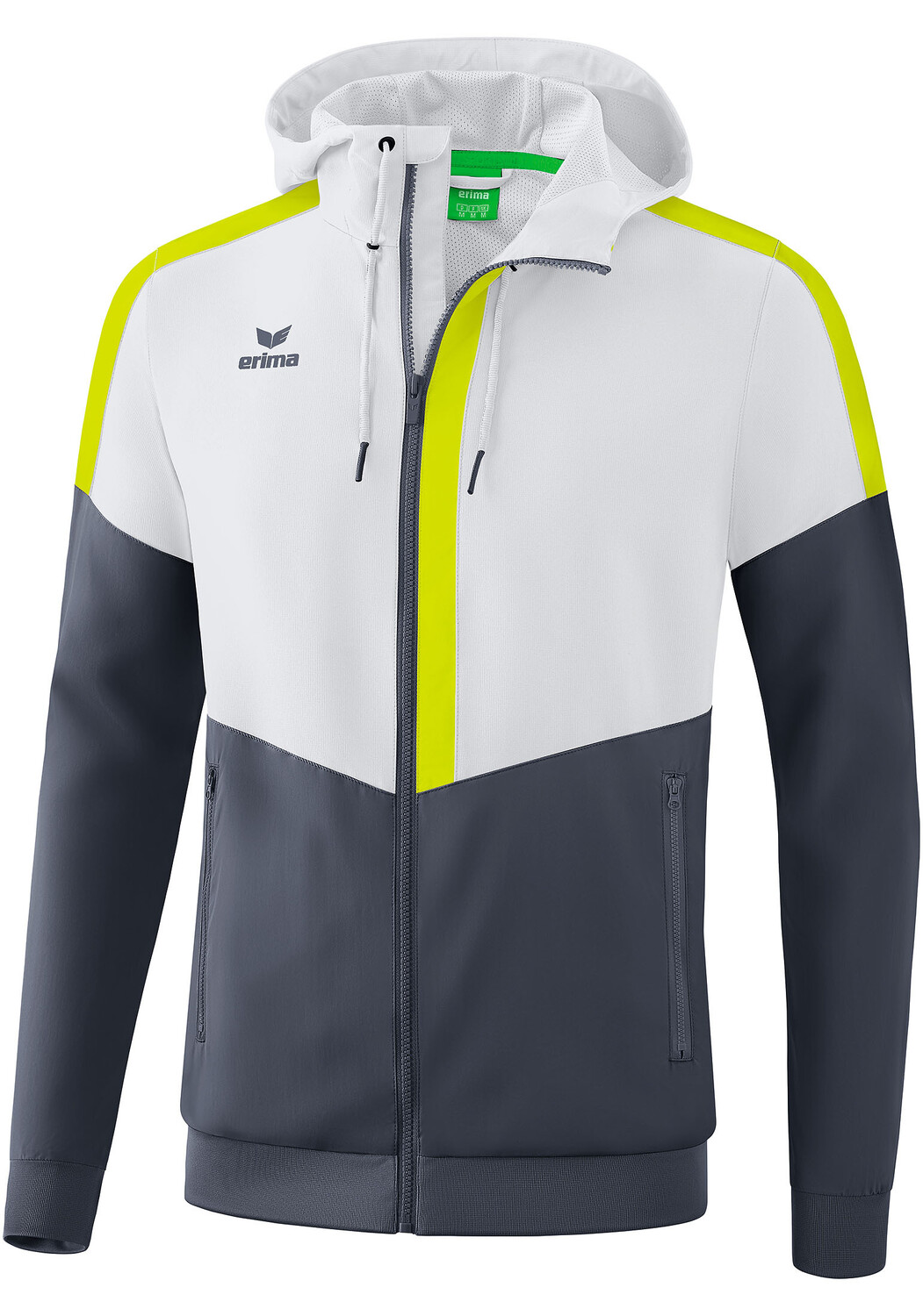 Спортивная куртка erima Squad Tracktop mit Kapuze, цвет weiss/slate grey/bio lime