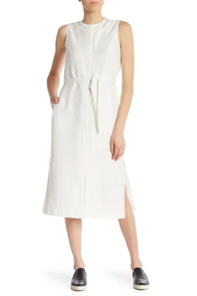 THEORY Off-White Camirel Stripe CENTHA Платье-рубашка миди на пуговицах с завязкой на талии, 10 л