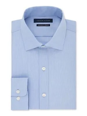 TOMMY HILFIGER Мужская синяя классическая рубашка в тонкую полоску 15–32/33