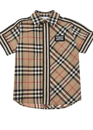 Бежевая рубашка с короткими рукавами Burberry