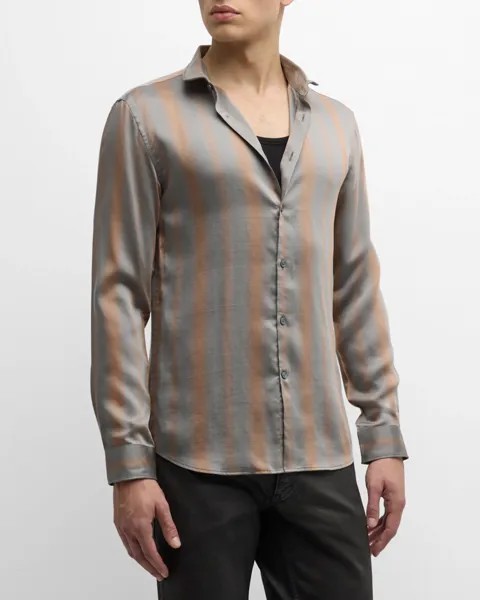 Мужская атласная рубашка в полоску Orchard John Varvatos, цвет Henna