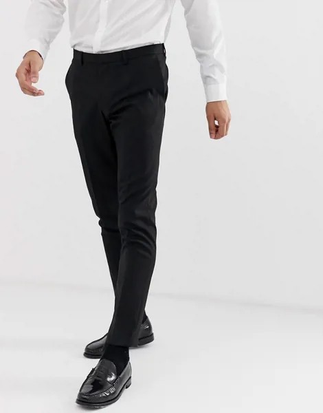 Черные свадебные облегающие брюки Burton Menswear-Черный