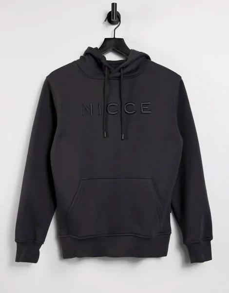 Худи темно-серого цвета с вышитым логотипом Nicce-Черный цвет
