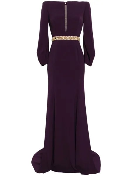 Jenny Packham креповое платье Layla с кристаллами, фиолетовый