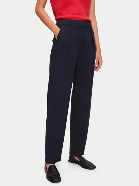 Приталенные брюки со складками Jigsaw Logan, темно-синие