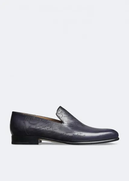 Лоферы BERLUTI Cursive Galet Scritto loafers, синий