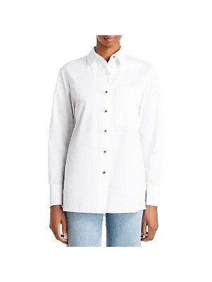 LAFAYETTE 148 Женская белая блузка с раздвинутым воротником и манжетами на рукавах, топ на пуговицах, топ XS