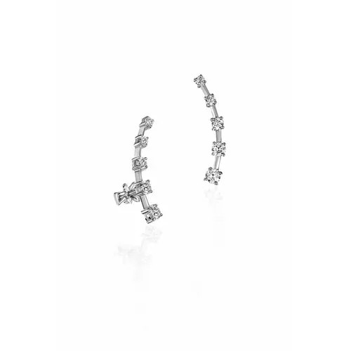 Серьги Эстет, белое золото, 750 проба, бриллиант, , серебристый