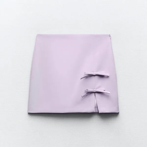 Юбка-мини Zara With Ties, светло-сиреневый