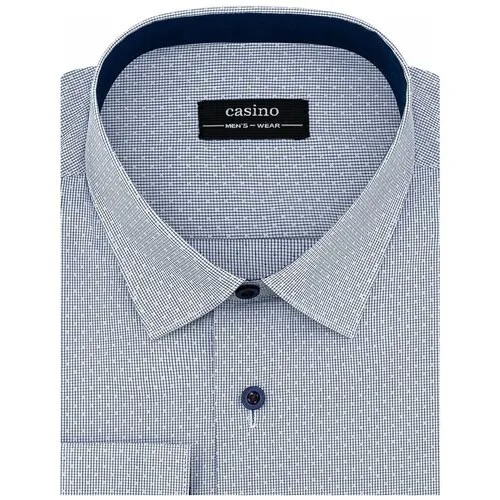 Рубашка мужская длинный рукав CASINO c213/151/17023/Z/1, Полуприталенный силуэт / Regular fit, цвет Голубой, рост 174-184, размер ворота 39