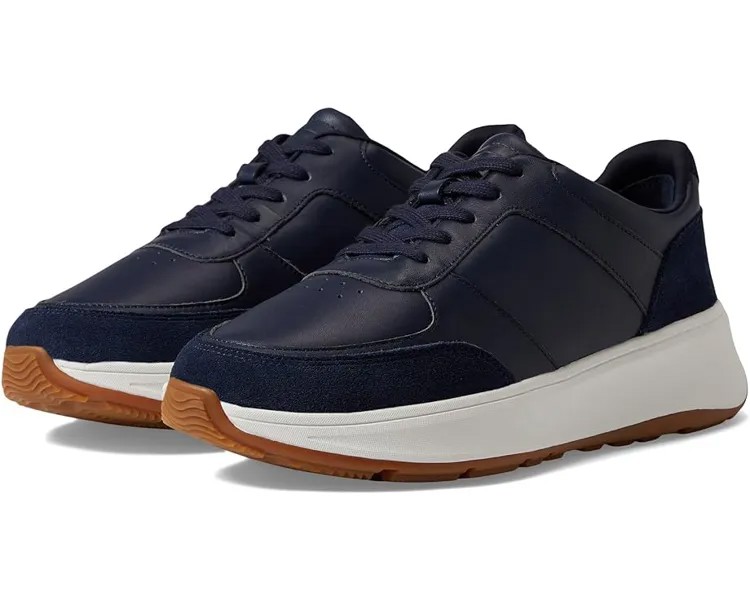 Кроссовки FitFlop F-Mode Leather/Suede Flatform Sneakers, цвет Midnight Navy