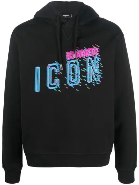 Dsquared2 Icon-print cotton hoodie, черный