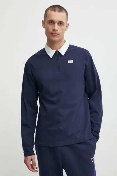 Хлопковый лонгслив Court Sport Reebok, темно-синий