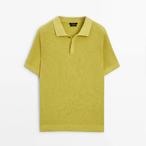 Футболка-поло Massimo Dutti Waffle-knit Polo, горчичный