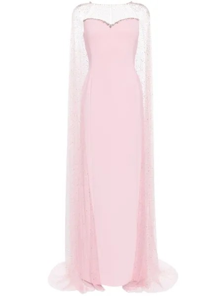 Платье-кейп Cordelia со стразами Jenny Packham, розовый