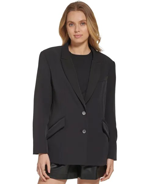 Женский пиджак с длинными рукавами, двумя пуговицами и лацканами DKNY, черный