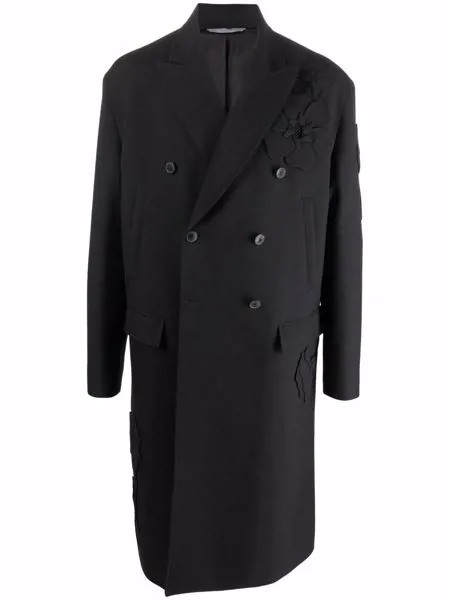 Valentino двубортное пальто Garden с цветочной вышивкой